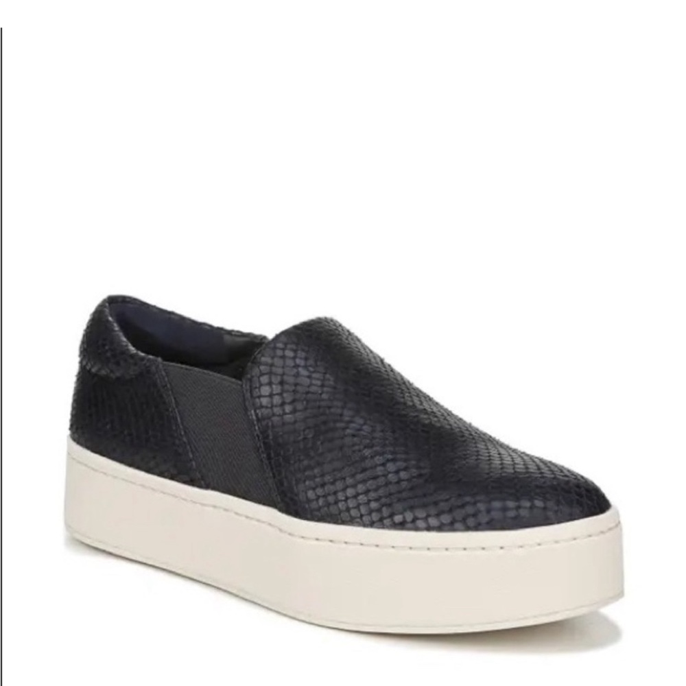 Vince Women's Warren Slip on Platform Sneaker - Midnight Snakeskin - size 6.5